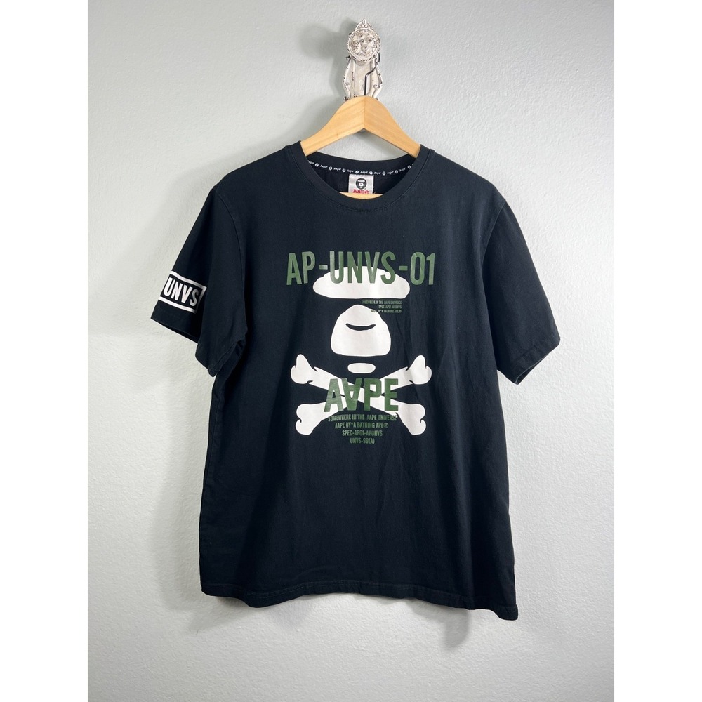 AAPE BY A BATHING APE Mens Black Graphic T-Shirt XXL Skull Crossbones AP-UNVS-01